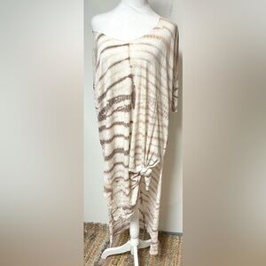 Free People Shimmering Beige & Brown
Tones Shirt Dress Boho Minimalist NWOT